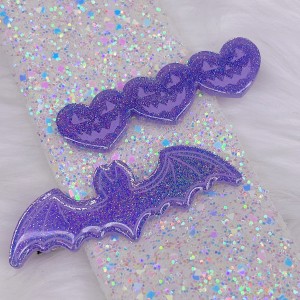 Bat JackOLantern Hair Clip Set Purple Holographic